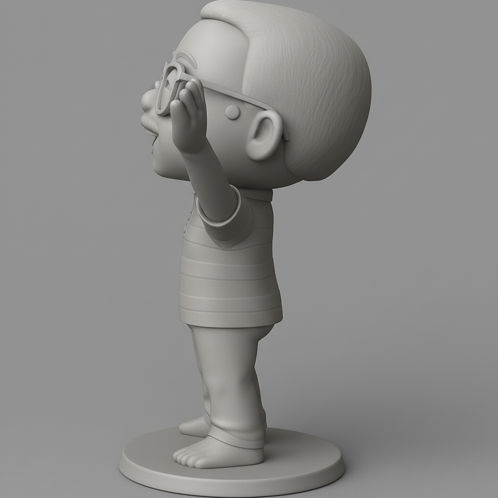 face to 3d model ai-3D portrait printing from photo_Smiling Chibi Character - Uplifting Desk Companion