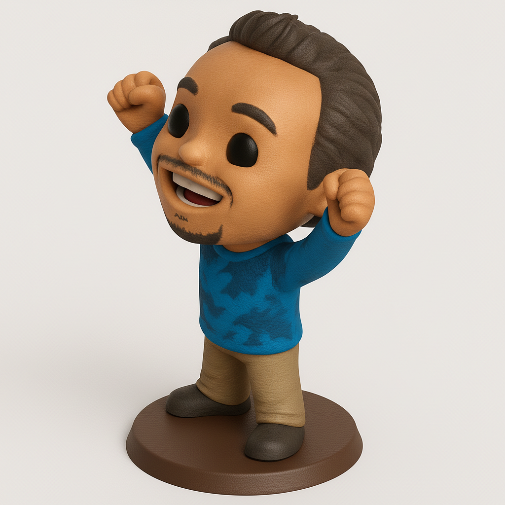 face to 3d model ai-3D portrait printing from photo_Celebrate Success: Cheerful Figurine 3D Print