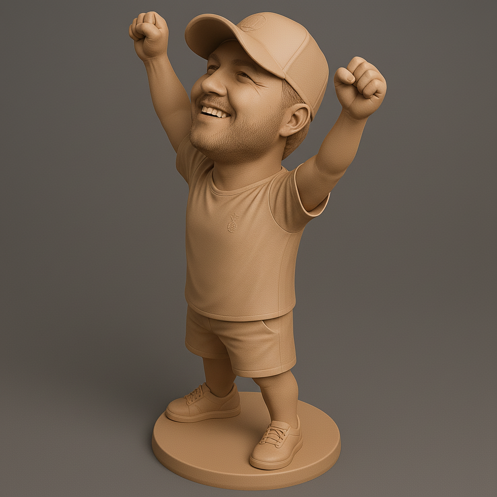 silhouette 3d printer maker-3d portrait printing_Joyful Champion Figurine for 3D Printing