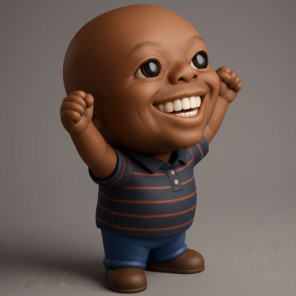 face to 3d model ai-3D portrait printing from photo_Pure Joy Cartoon Tot - Happy Celebration Pose