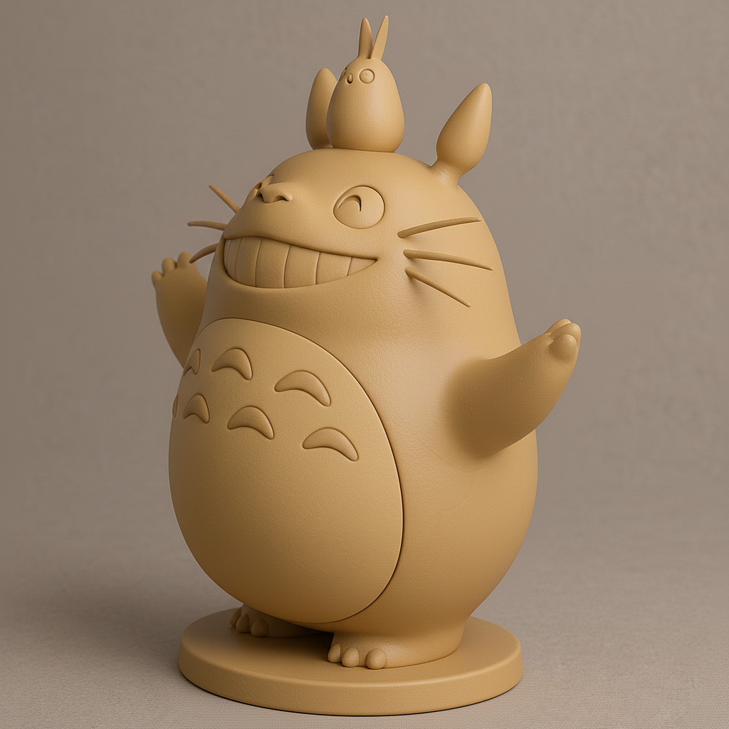 silhouette 3d printer maker-3d portrait printing_Charming Totoro Figure with Mini Companion