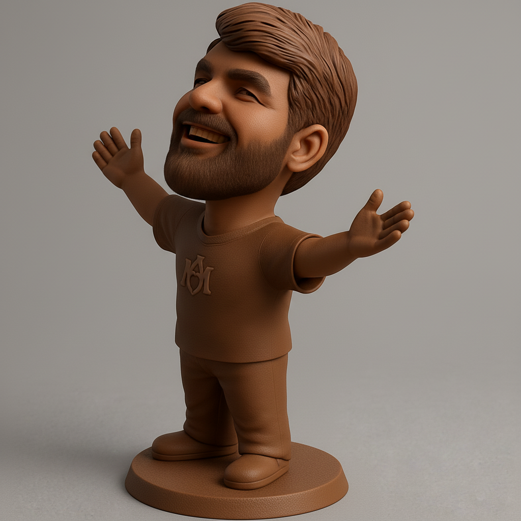 silhouette 3d printer maker-3d portrait printing_Joyful Bearded Man Figurine - Spread Happiness!