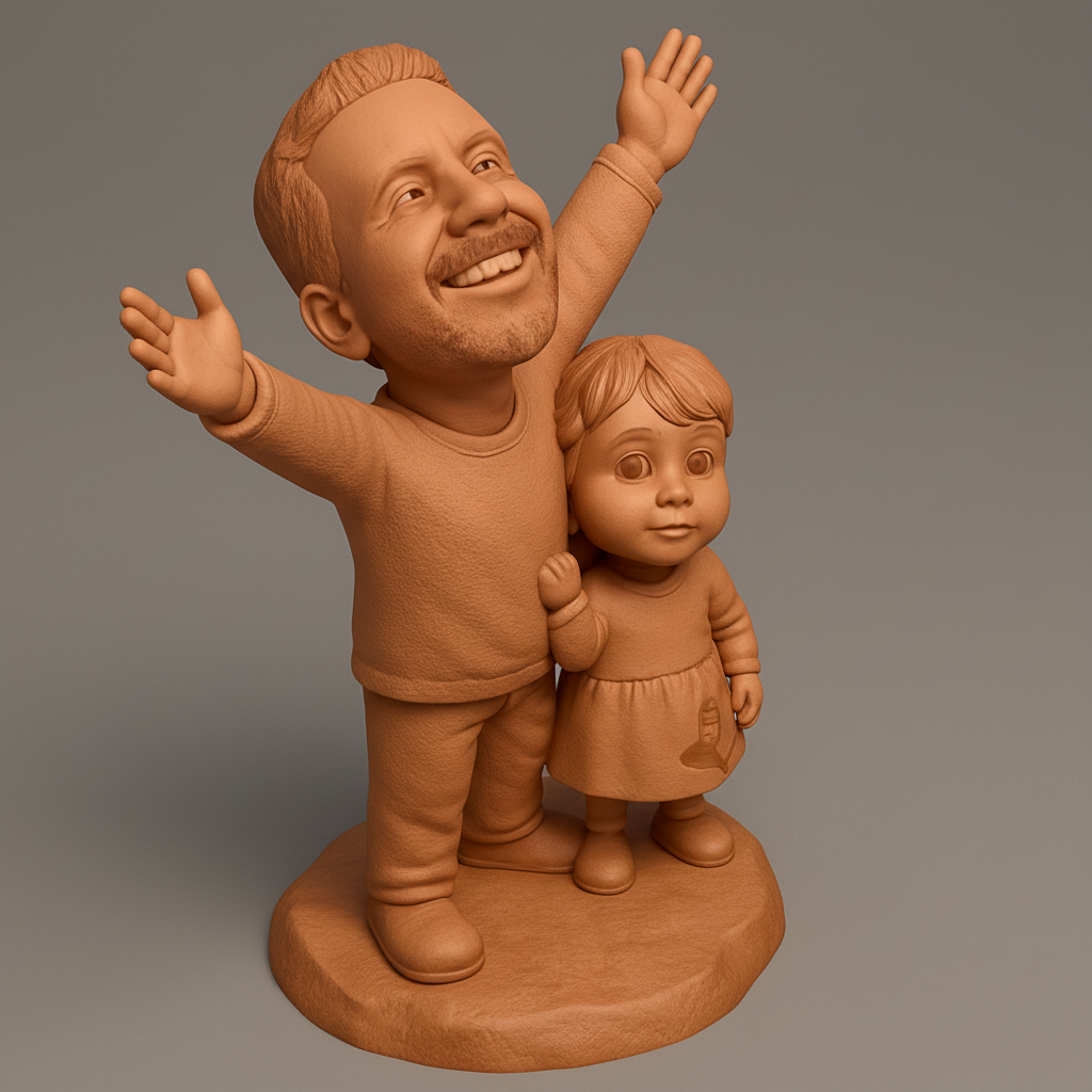 face anatomy 3d model-create 3d face model from photo_Joyful Uncle Niece Embrace: A Loving Bond Statue