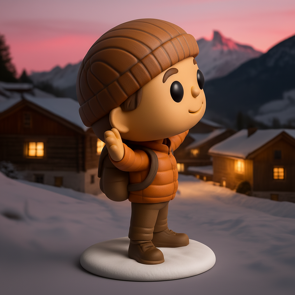 face to 3d model ai-3D portrait printing from photo_Winter Wanderer Stylized Figurine - Cozy Desk Pal