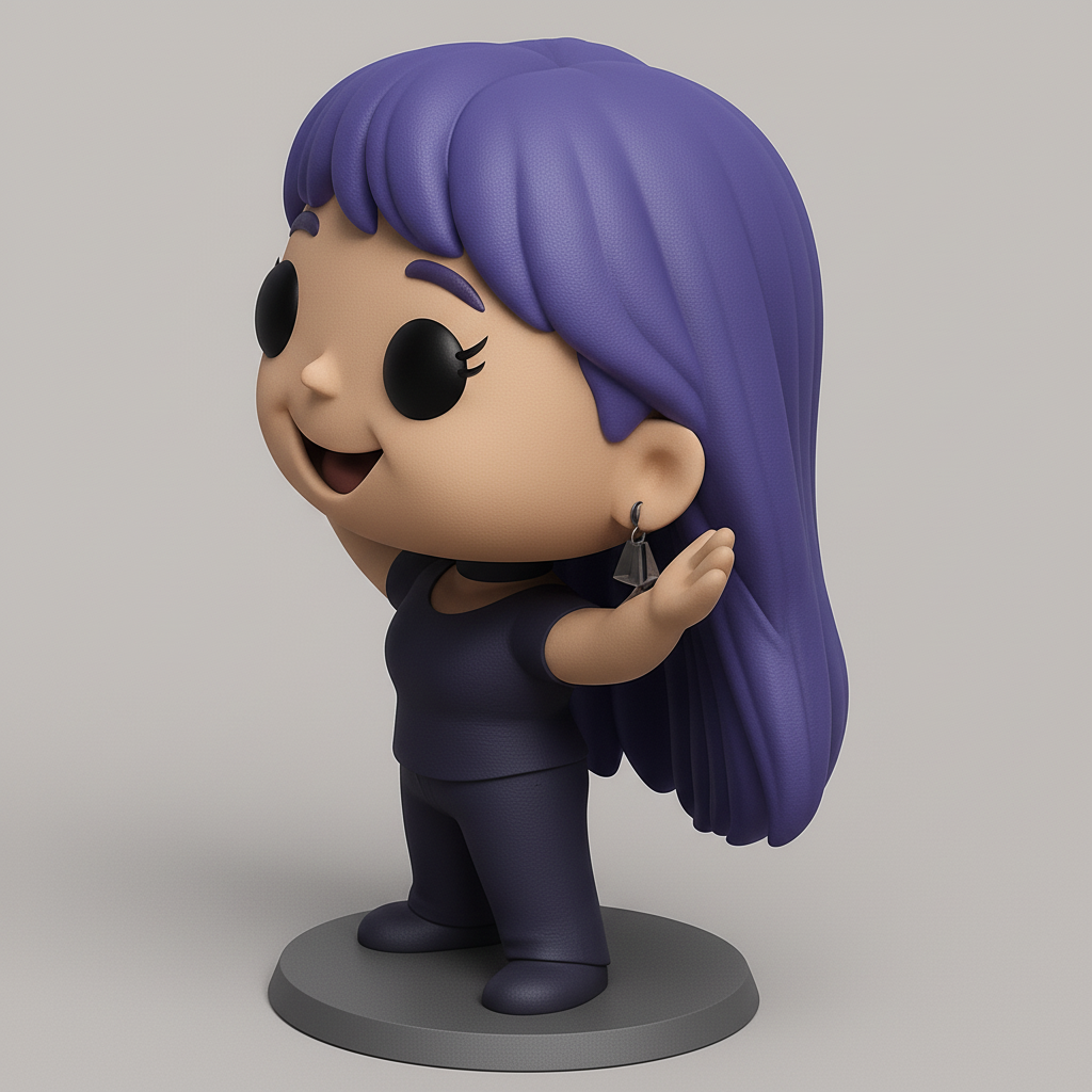 face anatomy 3d model-create 3d face model from photo_Friendly Purple-Haired Chibi Figure