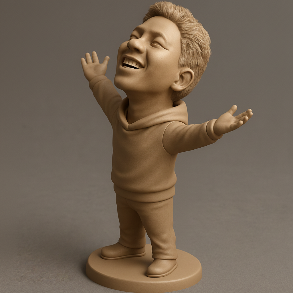 face anatomy 3d model-create 3d face model from photo_Pure Joy! Optimistic Youth Figurine with Open Arms