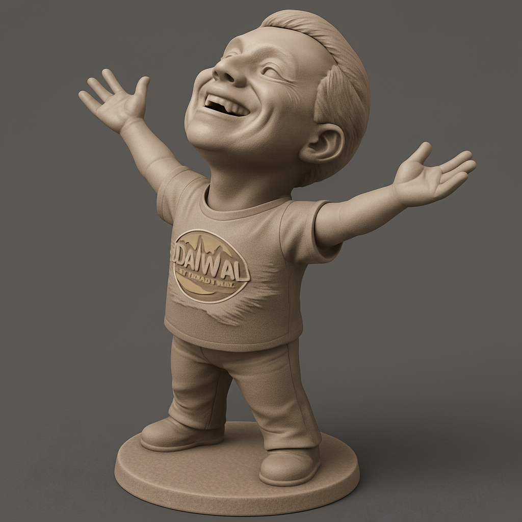 silhouette 3d printer maker-3d portrait printing_Celebrate Joy: UDAWAL Happy Man 3D Printable Figure