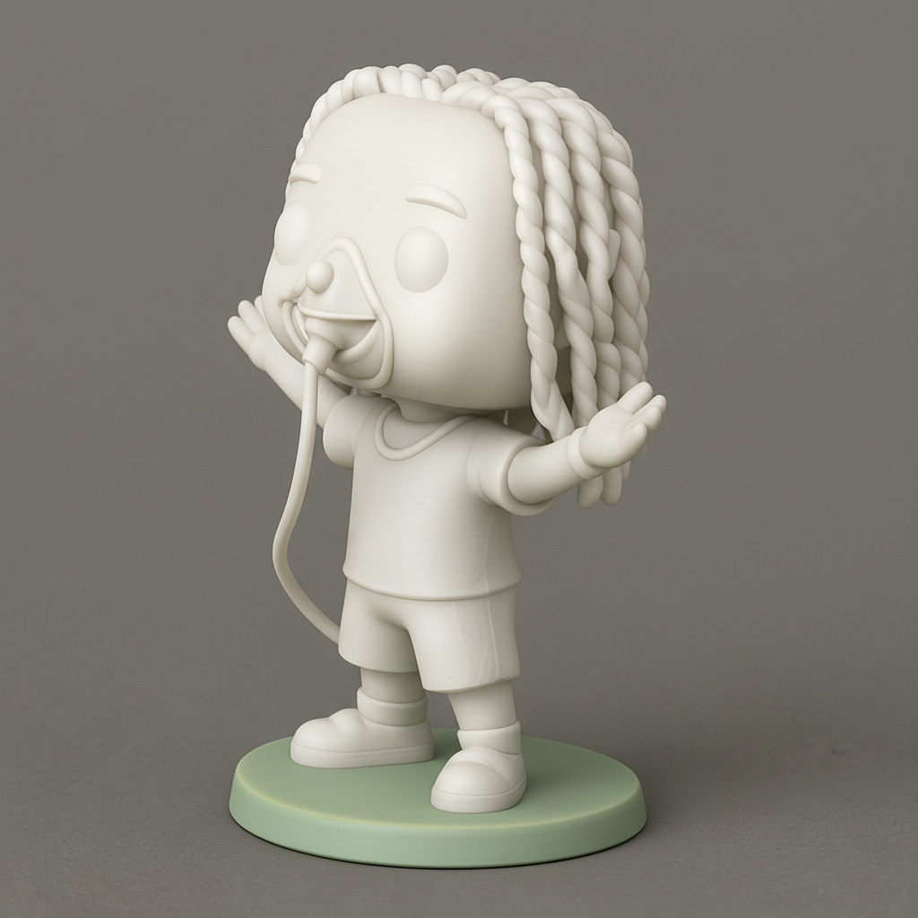 face anatomy 3d model-create 3d face model from photo_Funko Pop-Style Kid with Oxygen Mask & Braids