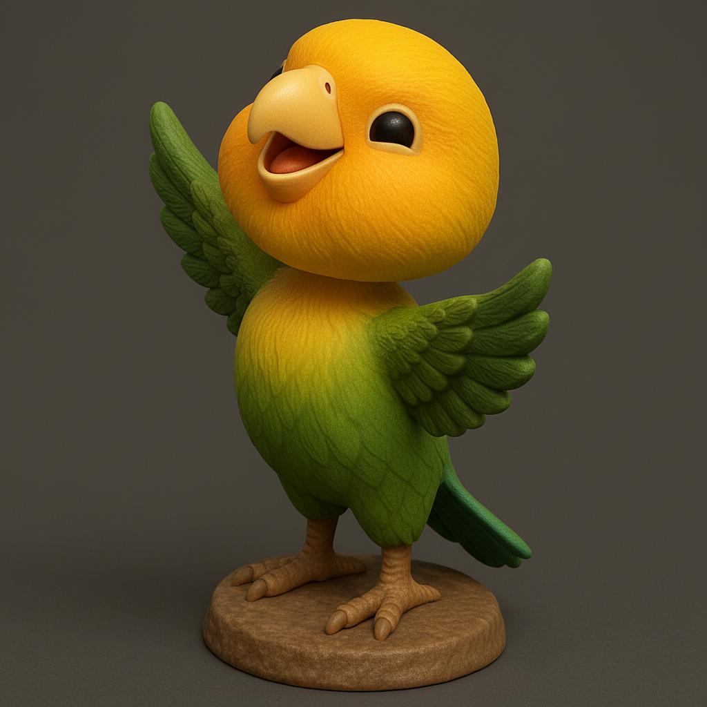 silhouette 3d printer maker-3d portrait printing_Cheerful Cartoon Bird Figurine