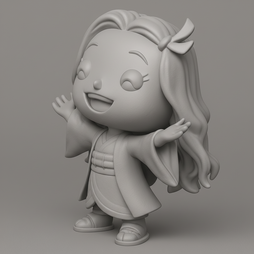 face to 3d model ai-3D portrait printing from photo_Adorable Chibi Nezuko Figurine - Embrace Joy!