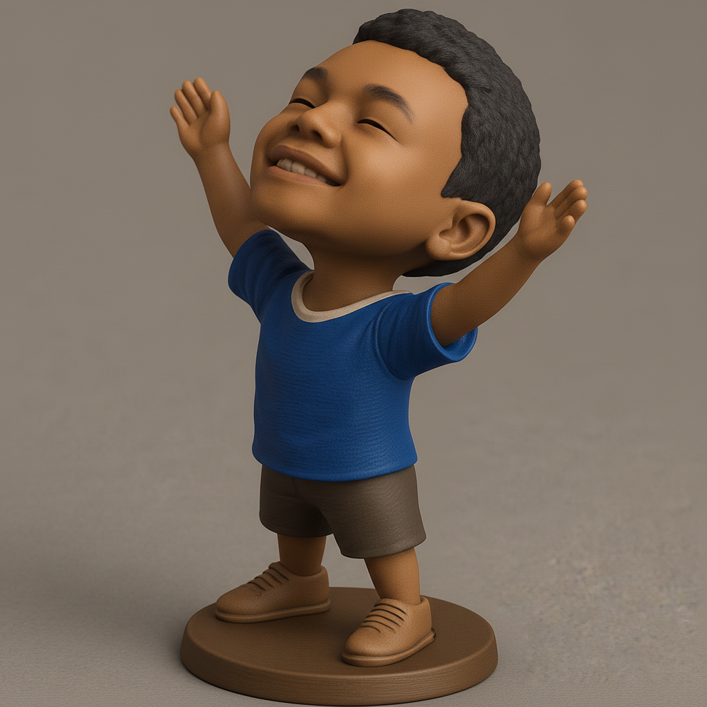 face anatomy 3d model-create 3d face model from photo_Joyful Boy Figurine: Embrace Happiness!