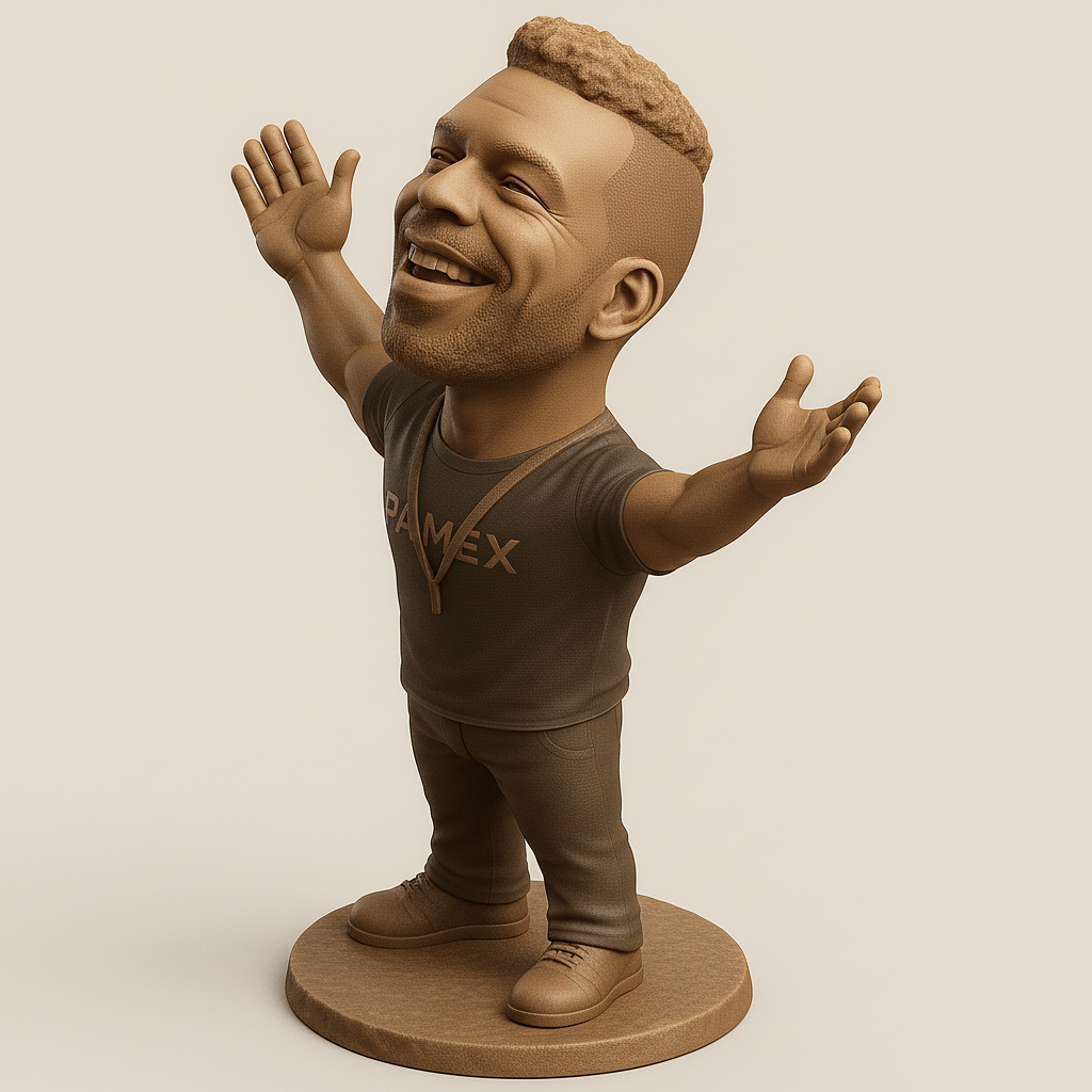 silhouette 3d printer maker-3d portrait printing_Joyful Character Figurine with Outstretched Arms