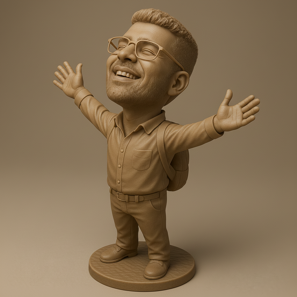 silhouette 3d printer maker-3d portrait printing_Joyful Figure with Outstretched Arms