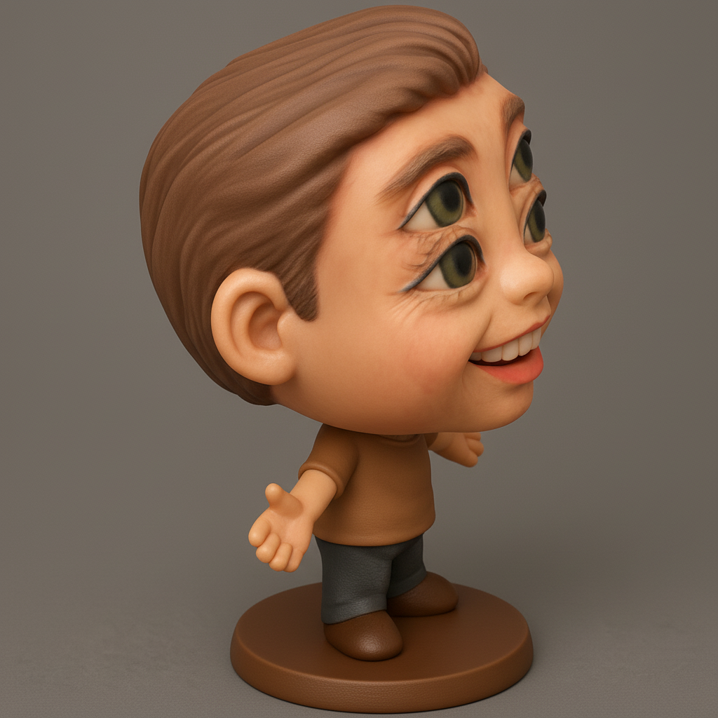 face to 3d model ai-3D portrait printing from photo_Smiling Four-Eyed Bobblehead: Embrace the Unique!