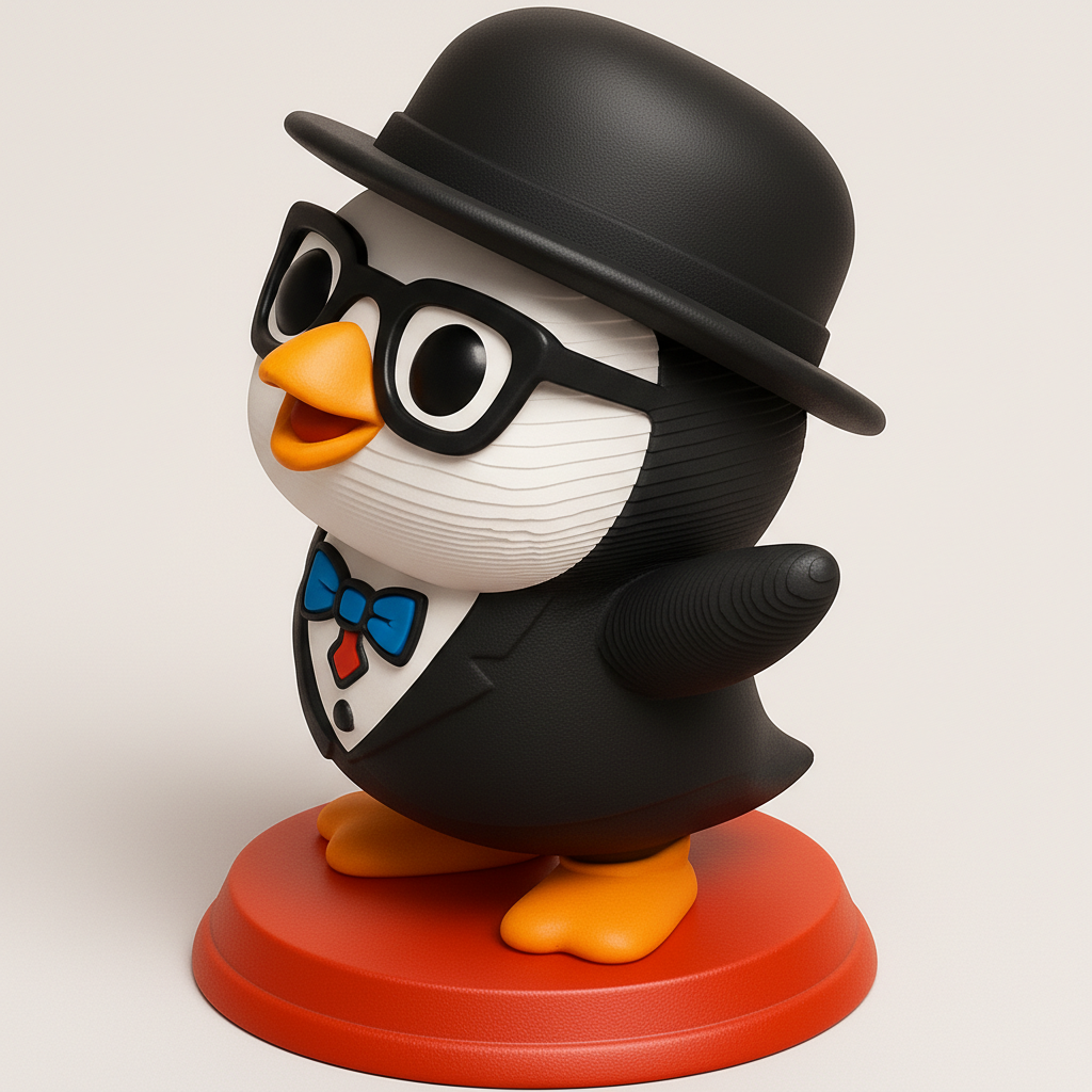 face to 3d model ai-3D portrait printing from photo_Dapper Penguin Gentleman - Charming Desk Buddy Print!