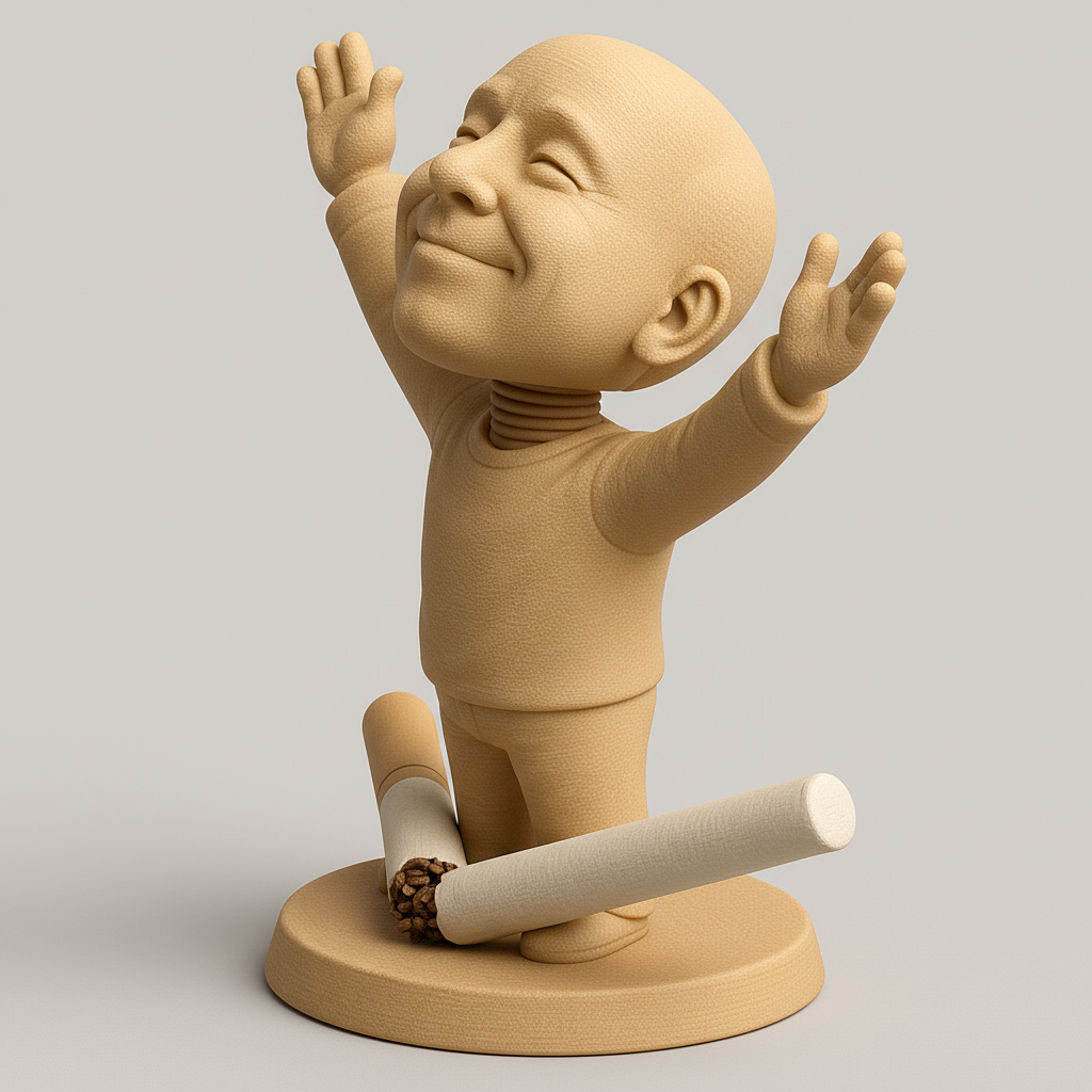 silhouette 3d printer maker-3d portrait printing_Joyful Figure Celebrating Freedom from Smoking