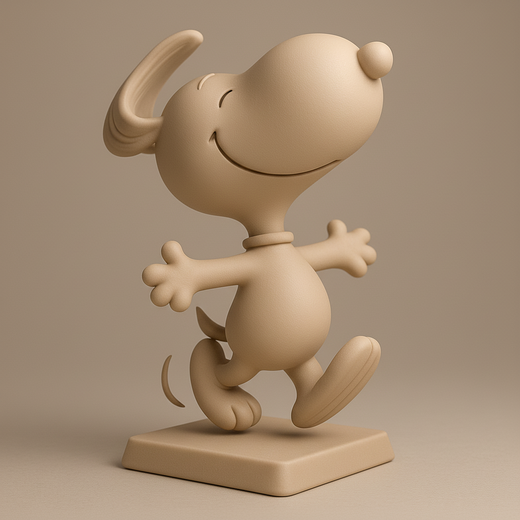 silhouette 3d printer maker-3d portrait printing_Joyful Dog Character 3D Model
