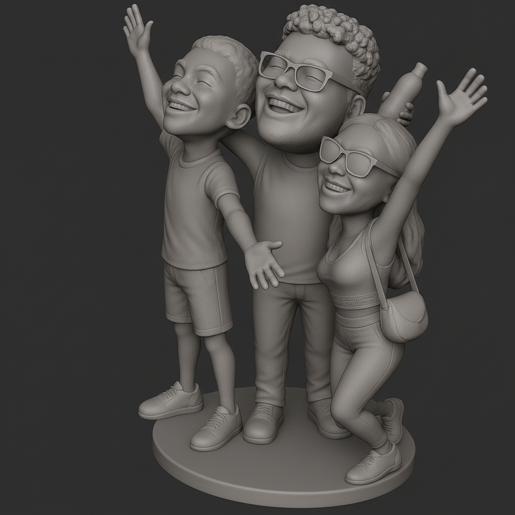 face anatomy 3d model-create 3d face model from photo_Joyful Family Statue - Perfect for 3D Printing!