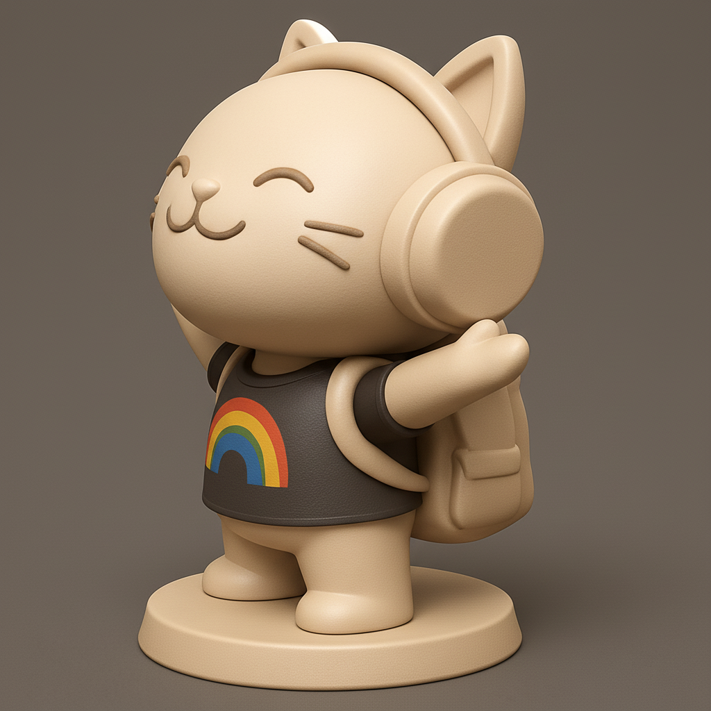 face anatomy 3d model-create 3d face model from photo_Adorable Cat Buddy: Music, Rainbows & Smiles!