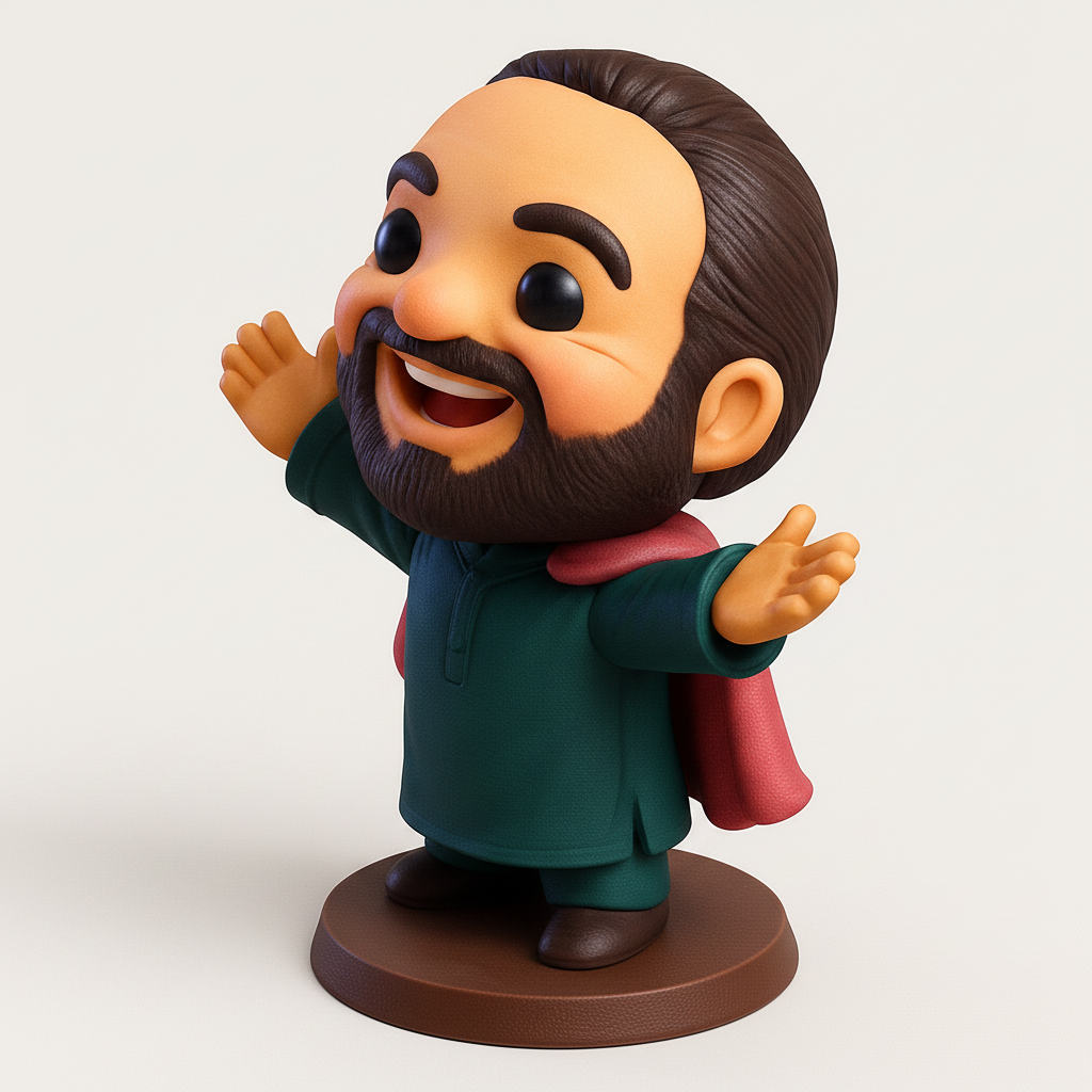 face to 3d model ai-3D portrait printing from photo_Smiling Bearded Superhero Figurine 