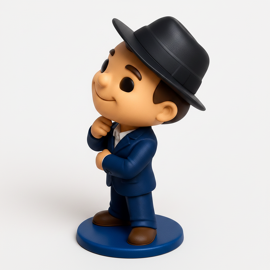 face to 3d model ai-3D portrait printing from photo_Chibi Gentleman Figurine - Suited Desk Companion