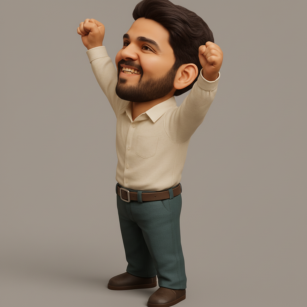 face anatomy 3d model-create 3d face model from photo_Uplifting Victory Figurine - Cheering Desk Buddy