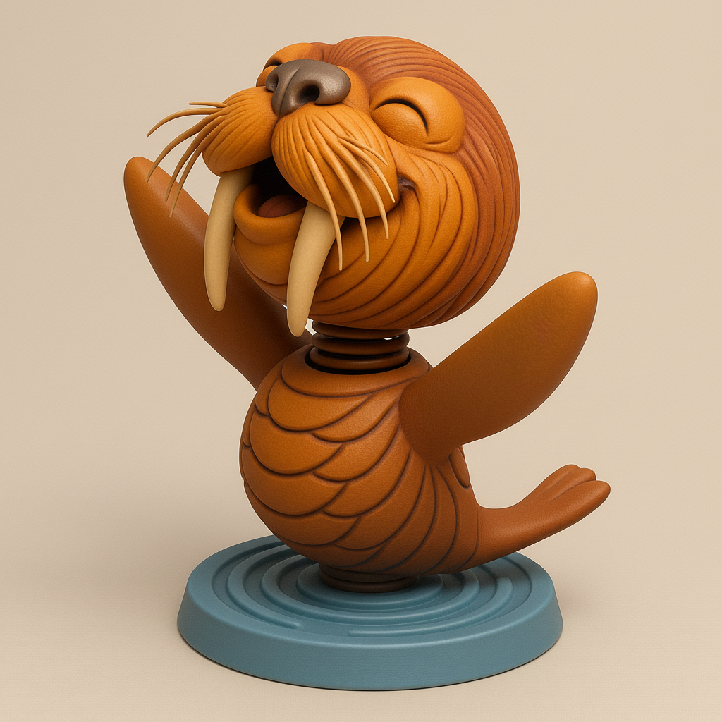 face anatomy 3d model-create 3d face model from photo_Joyful Walrus Figurine for 3D Printing