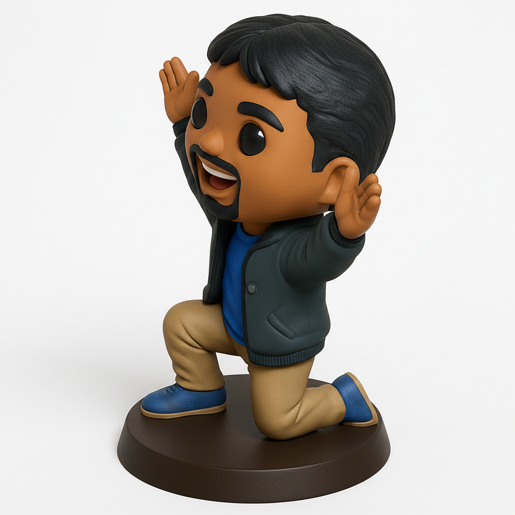 face anatomy 3d model-create 3d face model from photo_Joyful Kneeling Man Figurine for Your Desk