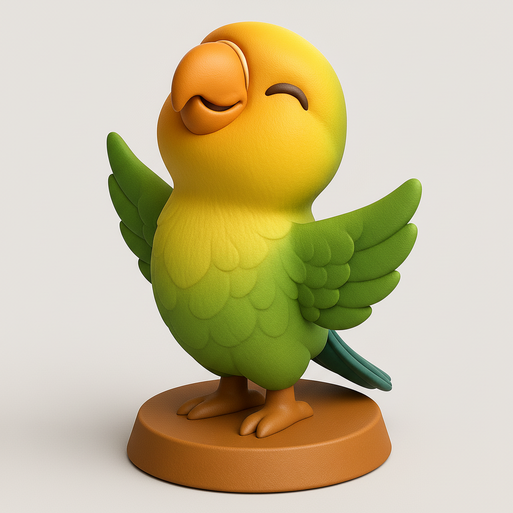 silhouette 3d printer maker-3d portrait printing_Cheerful 3D Parrot Figurine
