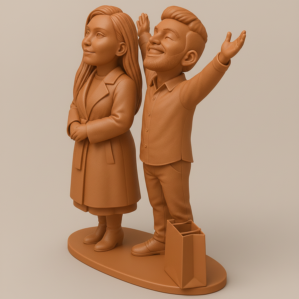 face anatomy 3d model-create 3d face model from photo_Joyful Couple Figurine for 3D Printing