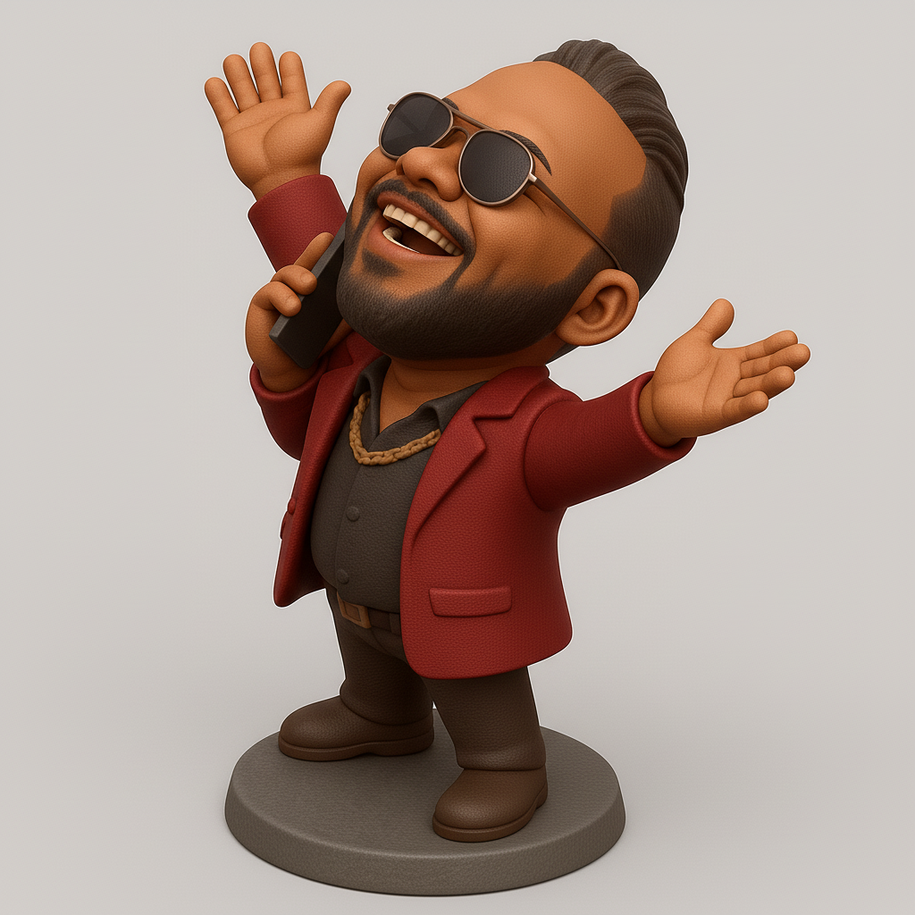 face anatomy 3d model-create 3d face model from photo_Stylish Celebratory Figure with Phone