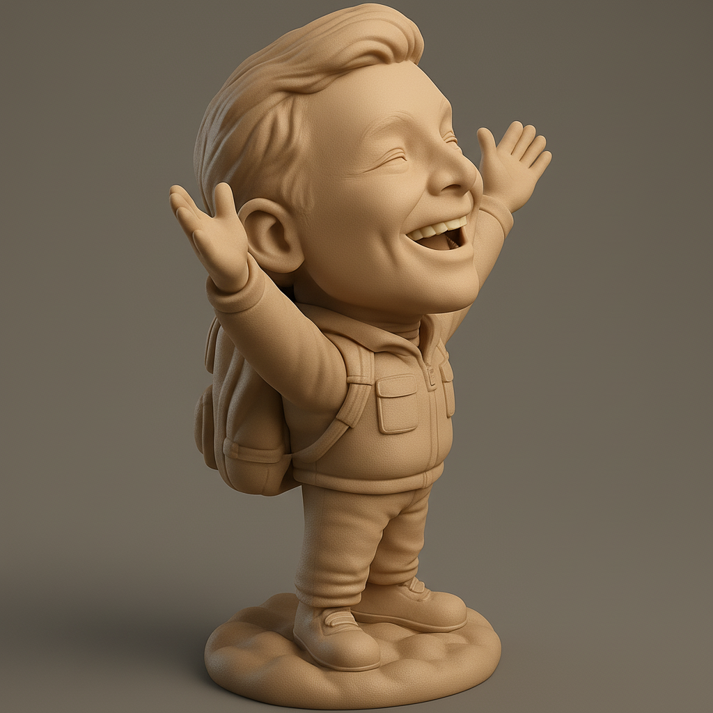 face to 3d model ai-3D portrait printing from photo_Joyful Child Figurine: Embrace Happiness!