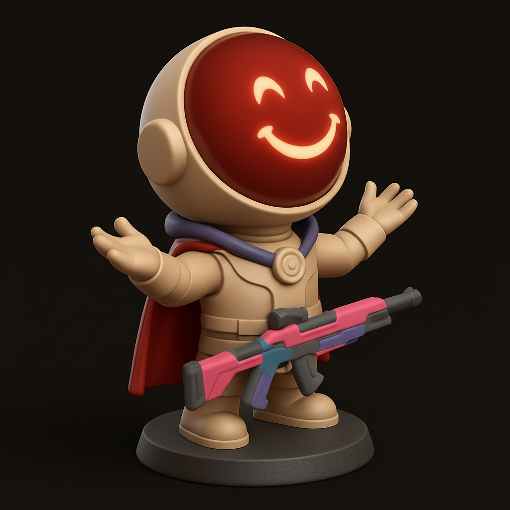 face to 3d model ai-3D portrait printing from photo_Galactic Guardian Smile: Heroic Robot Figurine