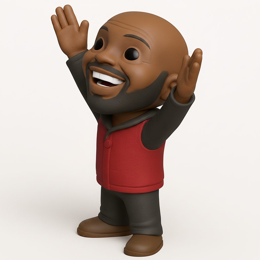 face to 3d model ai-3D portrait printing from photo_Joyful Bearded Man Figurine - Celebrate Success!