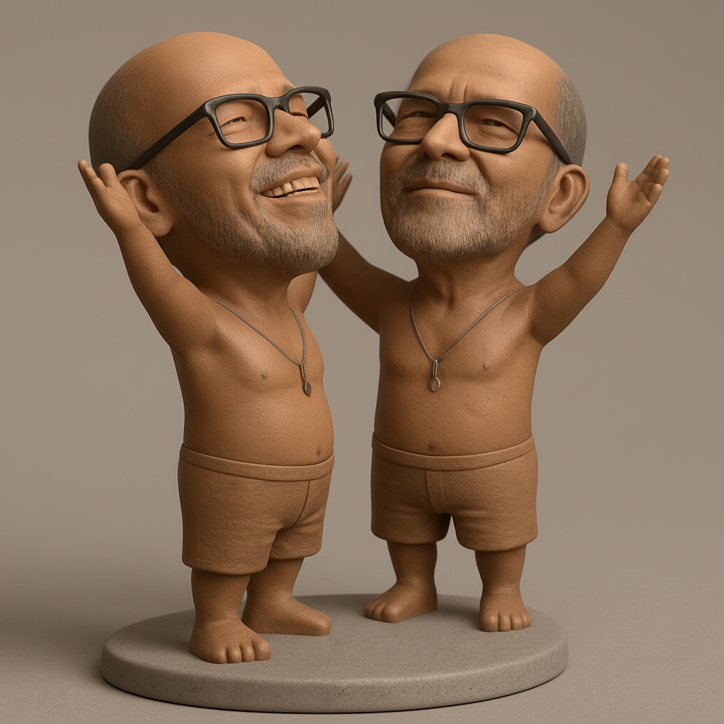 face anatomy 3d model-create 3d face model from photo_Happy Bobblehead Duo: Celebrate Joyful Moments