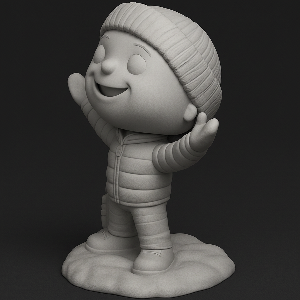 face anatomy 3d model-create 3d face model from photo_Joyful Winter Kid & Robot Companion 3D Print