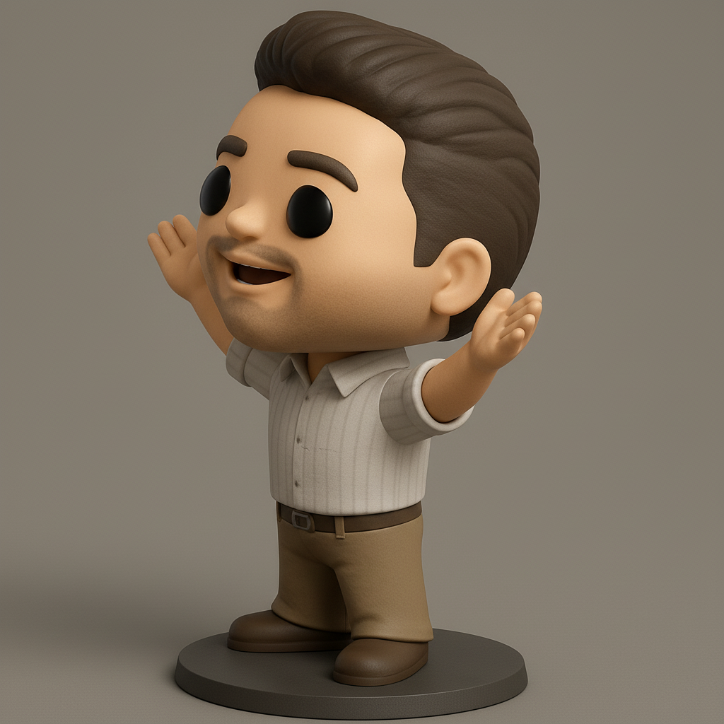 face anatomy 3d model-create 3d face model from photo_Friendly Funko Pop Style Figurine - Welcoming Pose