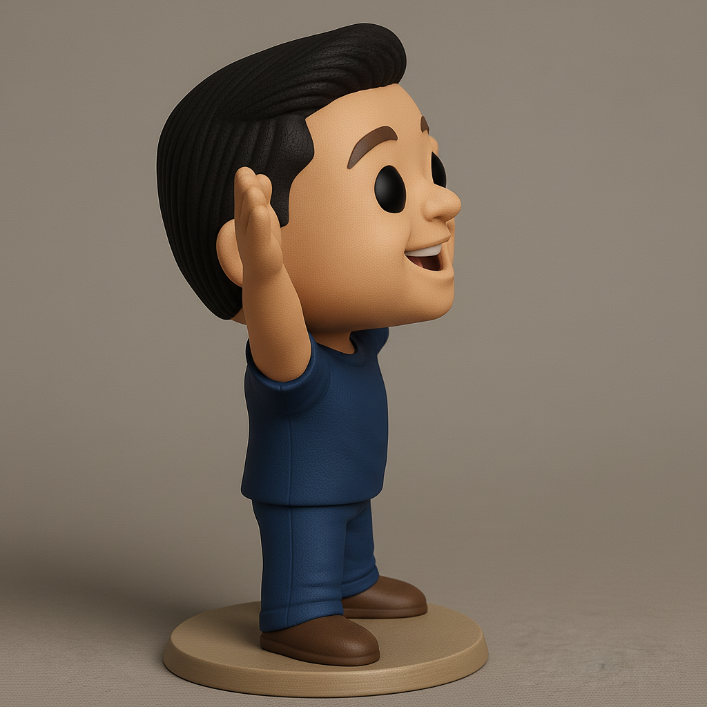 face to 3d model ai-3D portrait printing from photo_Joyful Waving Figure: Funko-Inspired Desk Buddy