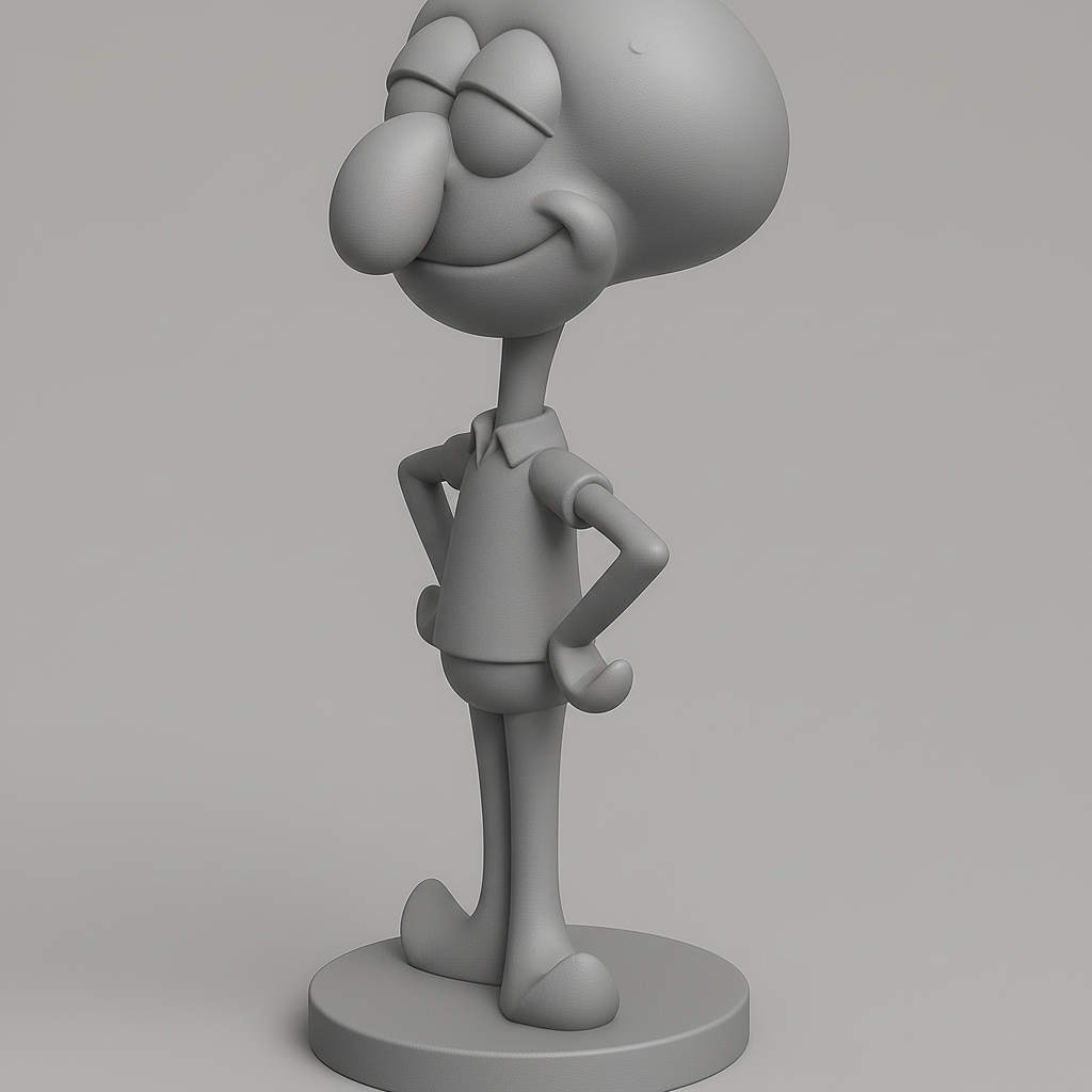 silhouette 3d printer maker-3d portrait printing_Cheerful Cartoon Character Statue