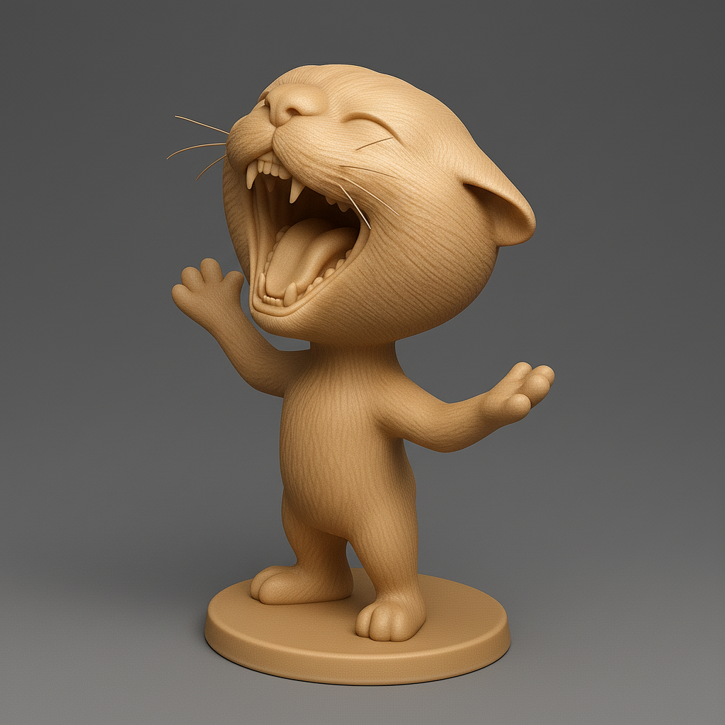 silhouette 3d printer maker-3d portrait printing_Playful Cat Figurine for Your Collection