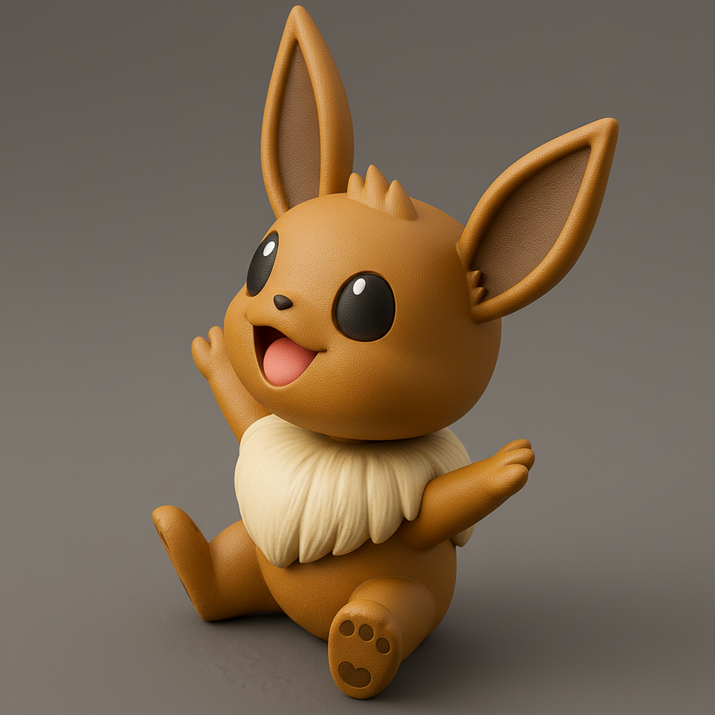 silhouette 3d printer maker-3d portrait printing_Adorable Eevee 3D Model for Printing Fun
