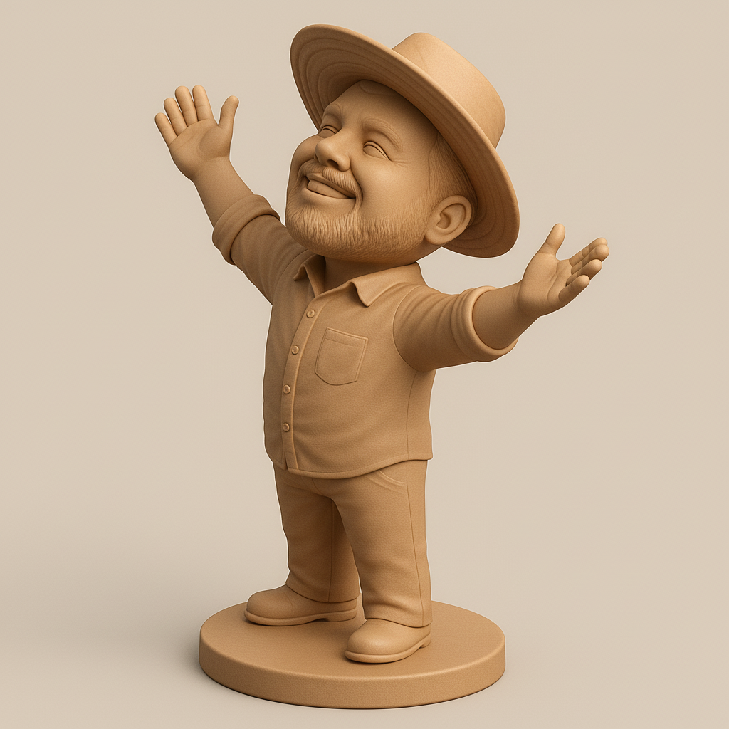 silhouette 3d printer maker-3d portrait printing_Joyful Farmer Figurine for 3D Printing