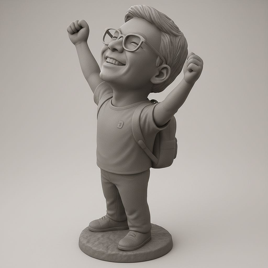 face anatomy 3d model-create 3d face model from photo_Joyful Kid Figurine for 3D Printing