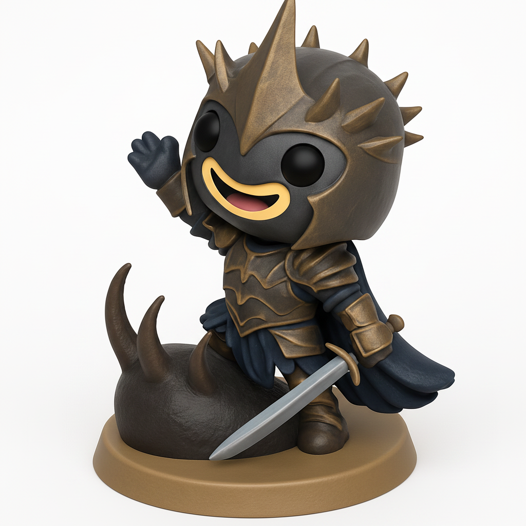 face to 3d model ai-3D portrait printing from photo_Chibi Dark Knight Waving Collectible with Base