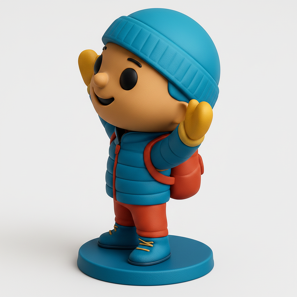 face anatomy 3d model-create 3d face model from photo_Happy Winter Hiker Collectible Figurine