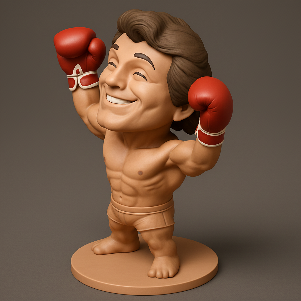 face anatomy 3d model-create 3d face model from photo_Triumphant Boxer Figurine: Celebrate Every Victory!