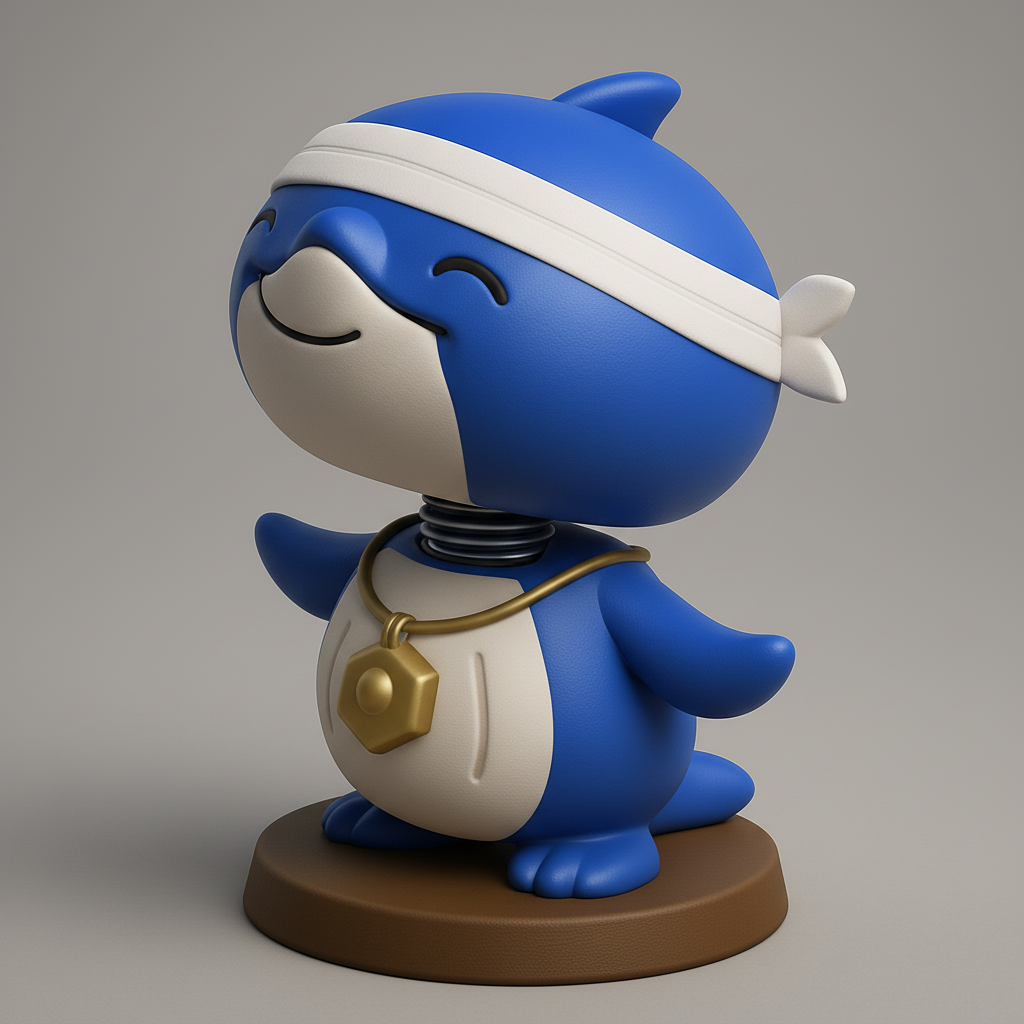 silhouette 3d printer maker-3d portrait printing_Zen Dolphin Bobblehead - Happy Desk Companion Print