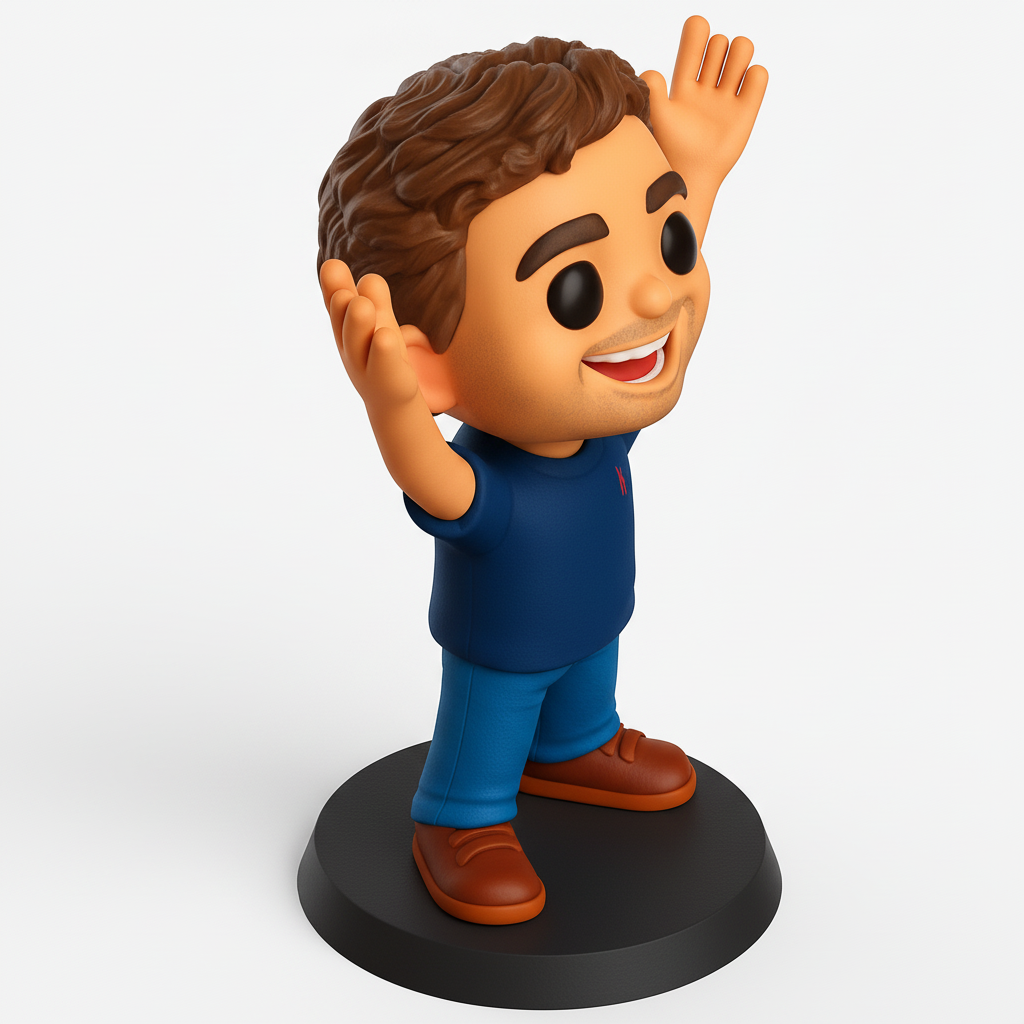 face anatomy 3d model-create 3d face model from photo_Joyful Cartoon Character Figurine - Ready to Print!