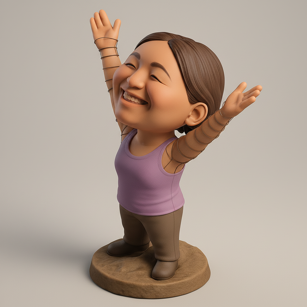 silhouette 3d printer maker-3d portrait printing_Uplifting Joy Figurine - Arms Raised in Triumph