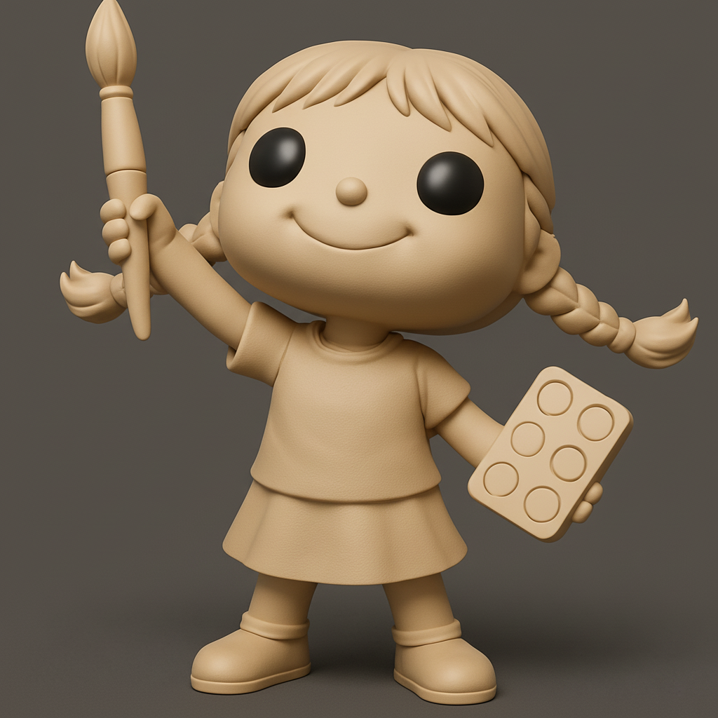 face to 3d model ai-3D portrait printing from photo_Cute Little Artist Doll: Fun Paint & Brush Figure